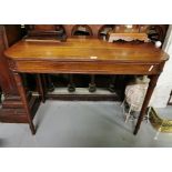 A Georgian style mahogany side table on turned legs, with a d-end sloped top, nice quality, 106cm