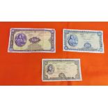 3 x Lady Lavery Irish Pound Notes – 1 x £50 (1977), 1 x £10 (1968) & 1 x £5 (1968), all in fair
