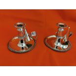 Pair of Sheffield Plated Chamber Candle Sticks complete with snuffers, each 12cm h