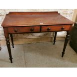 2 Drawer Mahogany Side Table with 2 drawers and turned legs, 108cm w x 73cm h