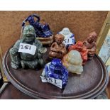8 x hardstone miniature Buddha figures, various colours, including 1 Jade