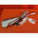 8-piece Italian silver-handled manicure set including a buffer and a silver plate handled shoe