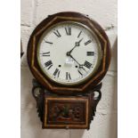 8-day American Wall Clock, in a boxed inlay case, 65cm x 44cm
