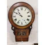 Jerome 8-day "Anglo-American Wall Clock, with line inlay and a walnut case, 79cm x 44cm