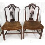 Matching Pair of Regency Mahogany Side Chairs, with Hepplewhite Design backs, on square chamfered