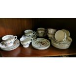 Wedgewood China Tea Set, classic floral design, 8 pieces