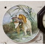 Italian Porcelain Wall Plaque, hand-painted - Hunting Dog with his Duck Catch, signed A Bosion,