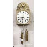 French wall clock, with a decorative brass sunburst and harvest shape finial, stamped “Hora