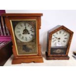 Postman’s Clock with an etched glass front panel, 36cm x 26cm & Postman’s Clock, with an arched