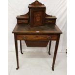 Edwardian Rosewood Writing Desk with an integral work box, the raised gallery having two drawers and