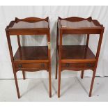 Matching Pair of Yew Wood Reproduction Wash Stands/Side Tables with drawers, each 40cmW x 86cmH
