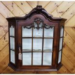 Wall hanging Display Shelf with a glazed door, decorative mouldings, 66cmH x 66cmW