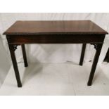 20thC Mahogany rectangular serving table in Chippendale style, the carved moulded top raised on