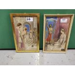 Pair of early 20thC finely executed pencil drawings/water colours - Salome and Herod, each