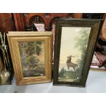 Two pairs of Stag Prints, in gold frames