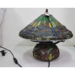 A Tiffany dragonfly style table lamp featuring multiple dragonflies (modern), 45cm h x 45cm w