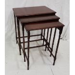 Nest of 3 Graduating Mahogany Tables, spindle legs
