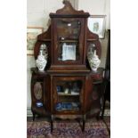 Edwardian Mahogany Chiffonier, inlaid with floral detail, a display with a central glass door