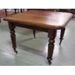 Victorian Mahogany Dining Table, on turned and reeded legs, d-end corners (without extra leaves)