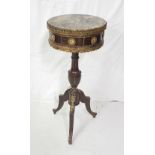 Ornate Circular and Green Marble Topped Occasional Table, with brass borders and romantic panels, on