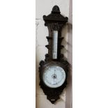 Oak cased Aneroid wall Barometer, 90cm H