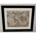 Reproduction National Maritime Map, after J Speed in a black frame, 55cmH x 65cmW