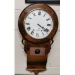 8 Day Clock, with a white dial, in a yew wood case, 82cm x 45cm