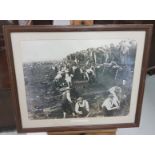 Enlarged Old Photograph – “Walsh Island Turf Cutting Competition in the 1930’s”, in an oak frame,