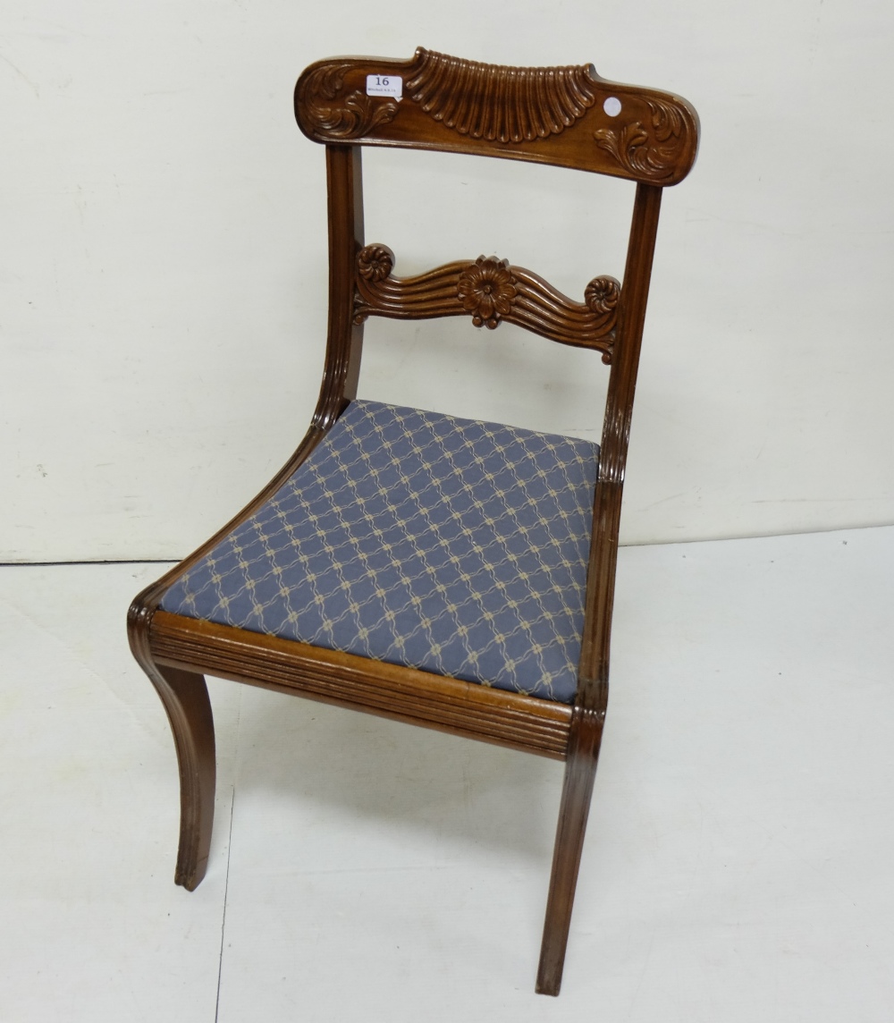 4 x Regency Dining Chairs with scrolled shaped top rails and scrolled slats, sabre lets, removable - Image 2 of 2