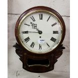 Black Forest Wall Clock, the circular top above a brass inlaid and brass fronted base, 46cm x 36cm