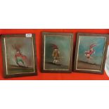 Set of 3 Italian Oils on copper, Jesters in satirical poses, all signed A. RAYA, each 23.5cm x 17cm,