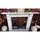 Victorian White Marble Fireplace, the side corbels supported on shells, fully restored, height, with