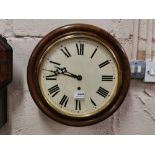 Circular Cased “School” type Wall Clock, in an Oak Case, 40cm dia.