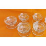 Matching Set of 5 moulded glass Grapefruit Dishes, each 10cm dia