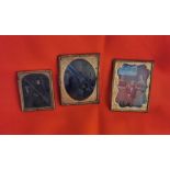 Three Victorian Photograph Frames, likely to be pure gold, inset with family portraits (2 x 11cm h &