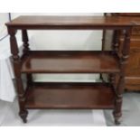 3-Tier Wm IV Mahogany Dumbwaiter with turned and reeded side supports, 105cm w x 108cm h x 49cm d