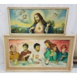 A modern print of The Sacred Heart of Jesus & The Last Supper - a contemporary oil painting,