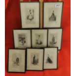 Set of 8 portrait lithographs in good quality matching brass frames, after A. SALMON, each 18.5cm