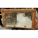 Large Rectangular Pine Framed Wall Mirror, with bevelled glass insert, roped design to the frame,