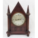 Pugin / Gothic Revival Design Fusee Mantel Clock, English, with a silver dial stamped “Grimaldi &