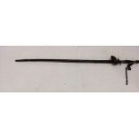 Early 20thC French officer’s dress sword, the knurled wire bound wooden grip with brass mounts and