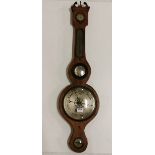 Late 19thC Mahogany Cased Banjo Barometer, mercury thermometer, 98cmH