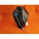 Solid Silver Fob Chain with T-Bar (28cm long) & a long beaded necklace/fob chain (40cm drop) with