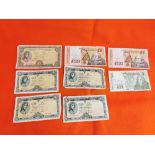 5 x Lady Lavery Irish Pound Notes – 1 x £5 & 4 x £1 (all worn) (1966 – 1974) & 2 x £5 Notes (1993,