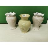 Three Vintage Denby Vases, including one pair, Floral designs, each 19cm h (3)
