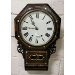 8-day Rosewood Cased Wall Clock, strikes on a bell, with mother of pearl inlay and an octagonal