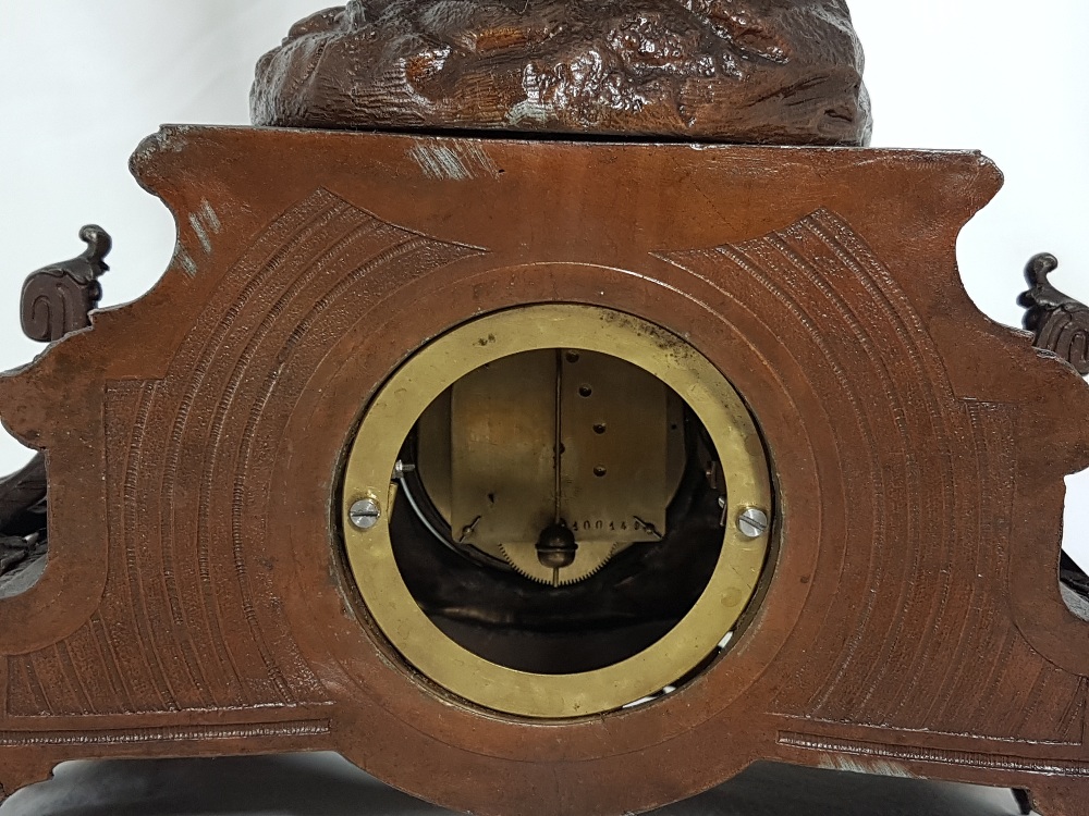 French Movement Mantle Clock, mounted with a bronze figure of a grape merchant, the pendulum being - Image 3 of 3