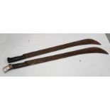 Two machetes with wooden handles, each 75cm long