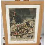 French (petit journal) Vintage Newspaper Page Frame, dated 1908 - Ship Tragedy in the Irish Sea - in