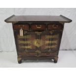 Low-sized Oriental Cabinet, with brass exposed hinges (5 drawers), 58cmW x 61cmH x 33cmD